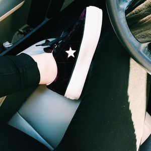 platform + velvet converse sneakers